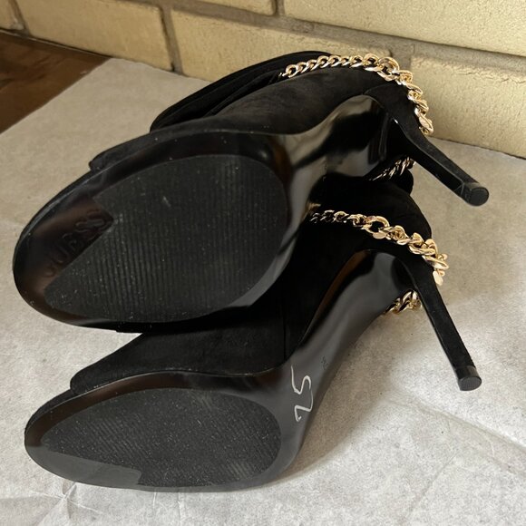 Guess GWADILEE2 Women's Black Suede Open Toe Stiletto Ankle Bootie, Size 7M - Picture 8 of 10